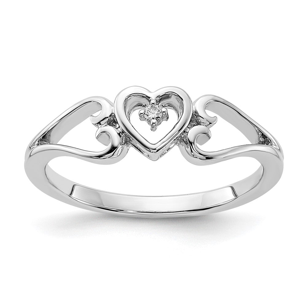 10K White Gold Polished Diamond Triple Heart Ring