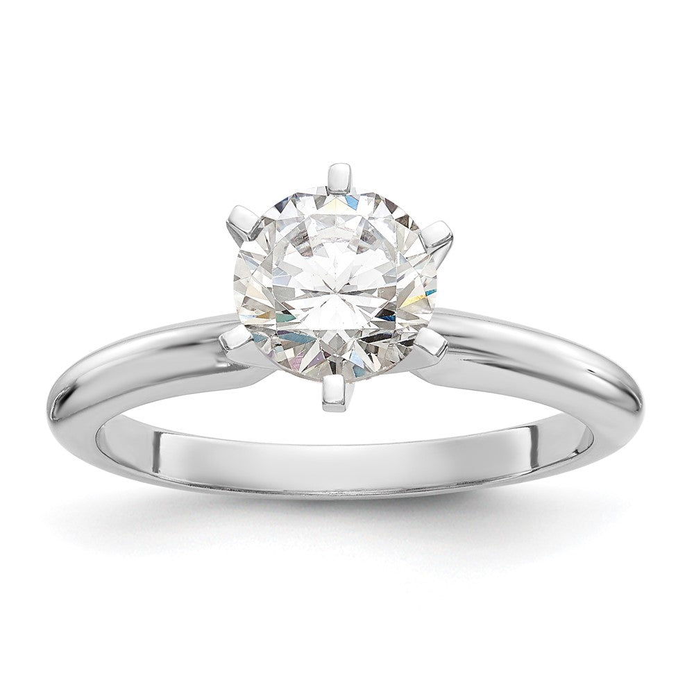 14k White Gold 1/2 carat Heavy-Weight Half-Round 6-Prong Round Solitaire Ring Mounting