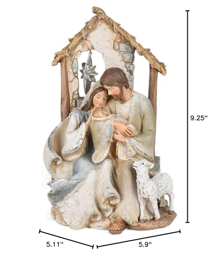 Roman 133028 Holy Family with Star in Window Figurine, 9.25 inch, Multicolor