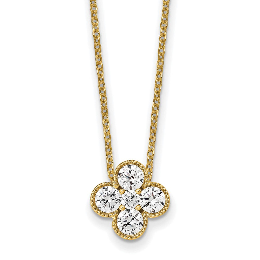 True Origin 14k 3/4 carat Lab Grown Diamond VS DEF 18 inch Bloom Floral Pendant Necklace
