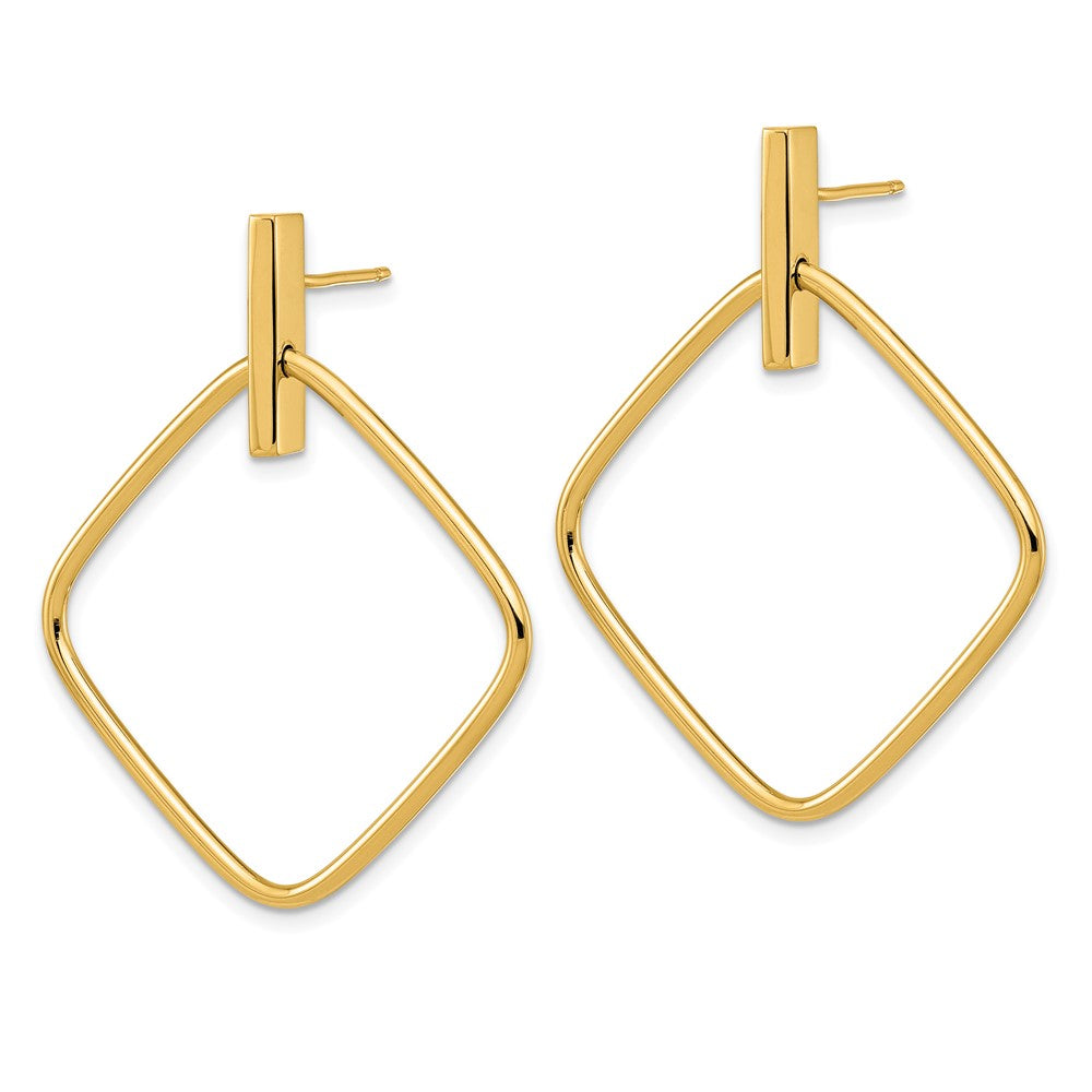 14K Polished Square Post Dangle Earrings