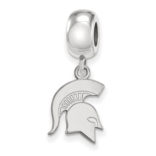Sterling Silver Rhodium-plated LogoArt Michigan State University Spartan Small Dangle Bead Charm
