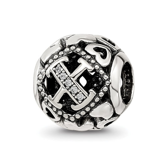 Sterling Silver Reflections CZ Letter X Bead