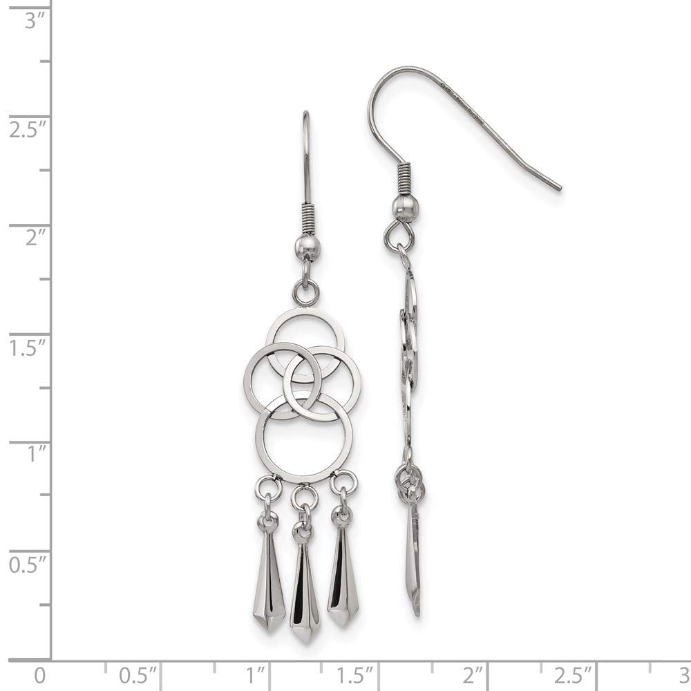 Stainless Steel Polished Dangle Shepherd Hook Earrings