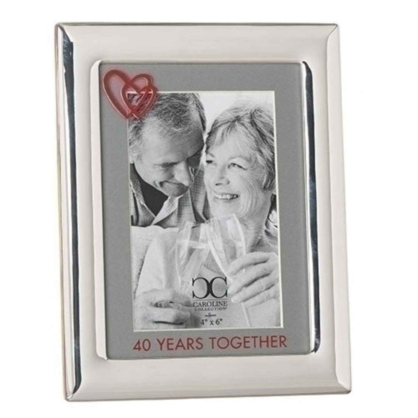 Roman Silver Tone 40 Years Together Tabletop Anniversary Frame, 8 1/2 Inch
