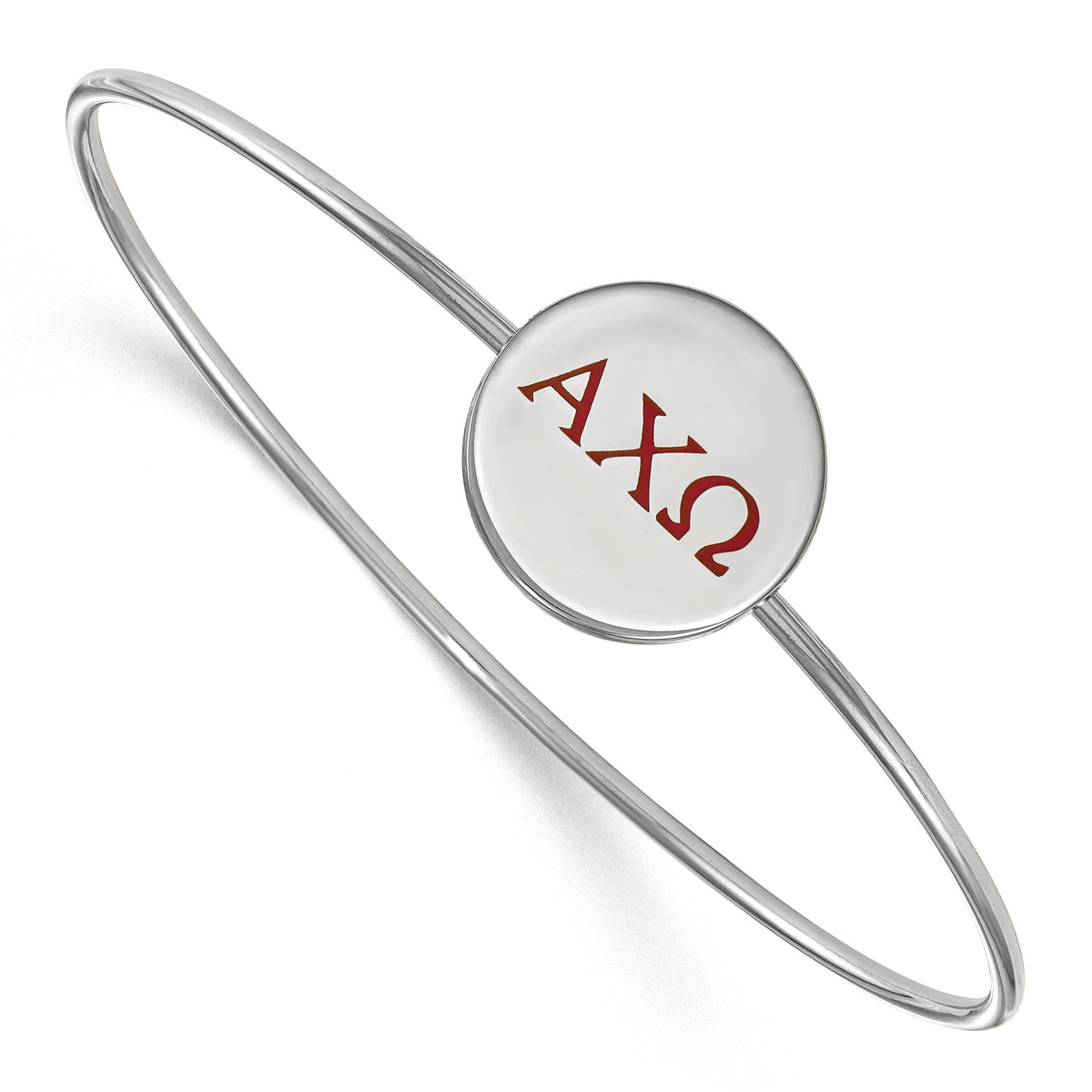 Sterling Silver Official Licensed Greek Sororities 7in Alpha Chi Omega (???) Enameled Slip-on Bangle