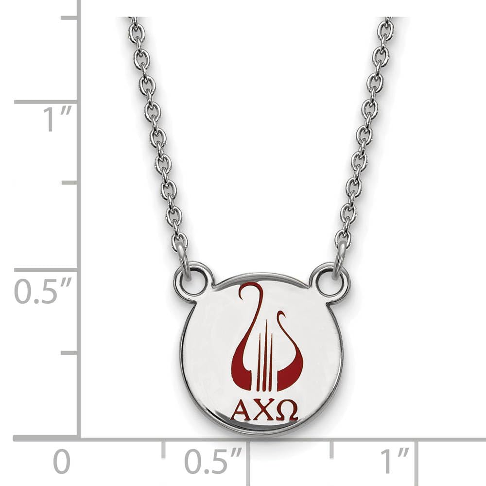 Sterling Silver 18in Official Licensed Greek Sororities Alpha Chi Omega (???) XS Enamel Pendant w/Necklace