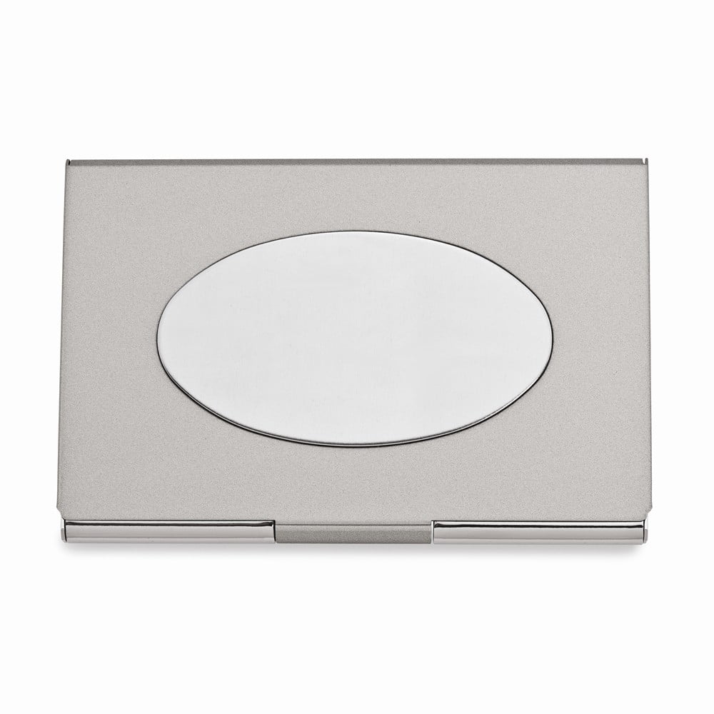 Satin and Polished Nickel-plated Business Card Case with Oval Engraving Area QGL8014