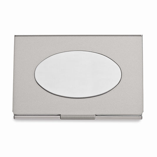 Satin and Polished Nickel-plated Business Card Case with Oval Engraving Area QGL8014