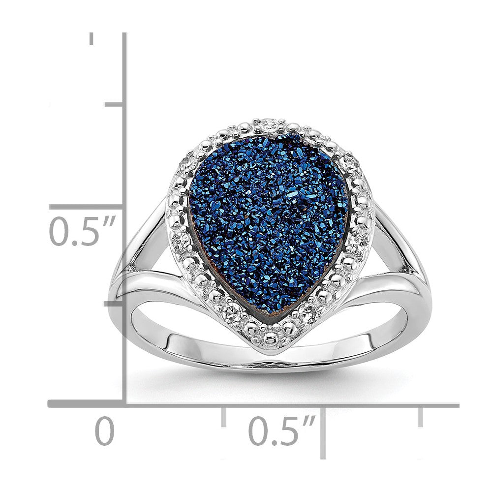 Sterling Silver Blue Druzy Quartz Ring
