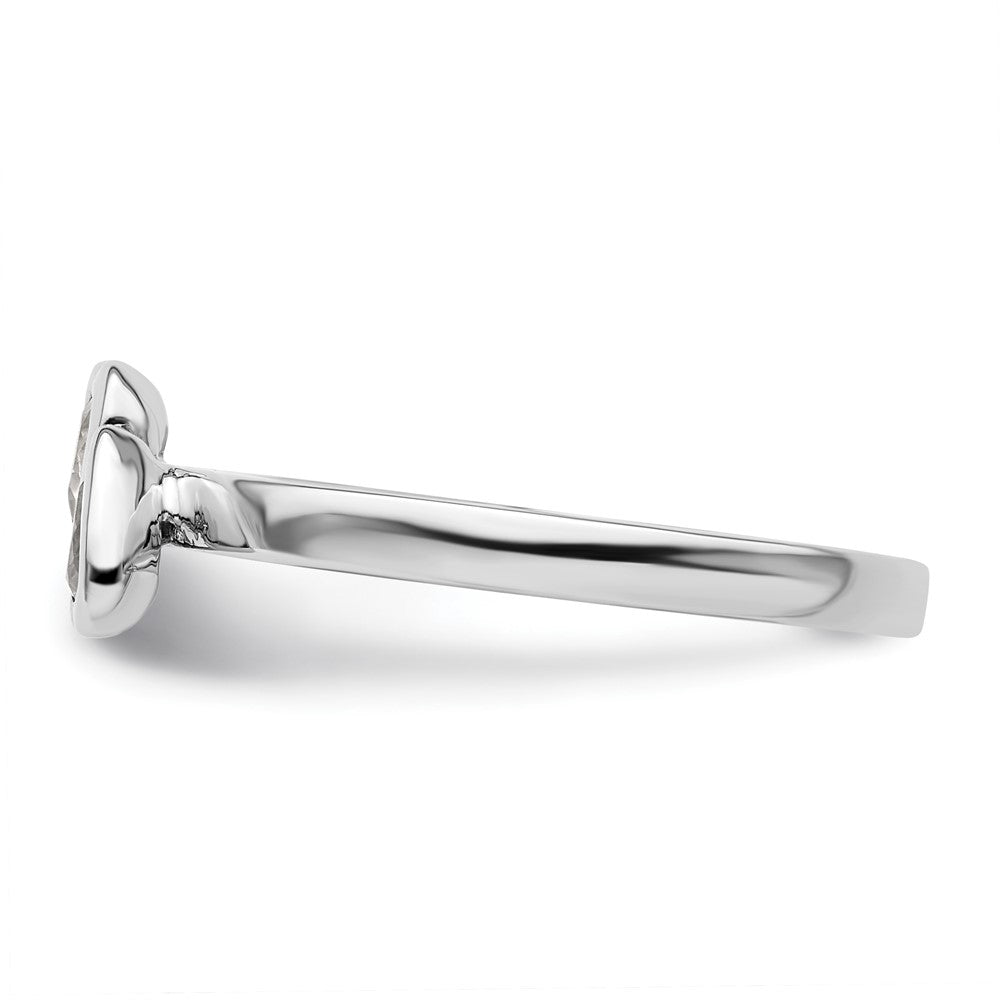 Sterling Silver Stackable Expressions White Topaz Double Heart Ring Size -6