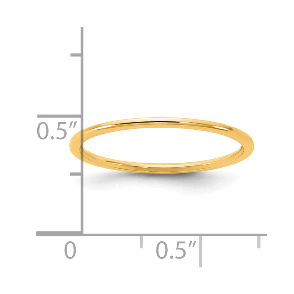 14KY 1mm Half Round Band Size 10