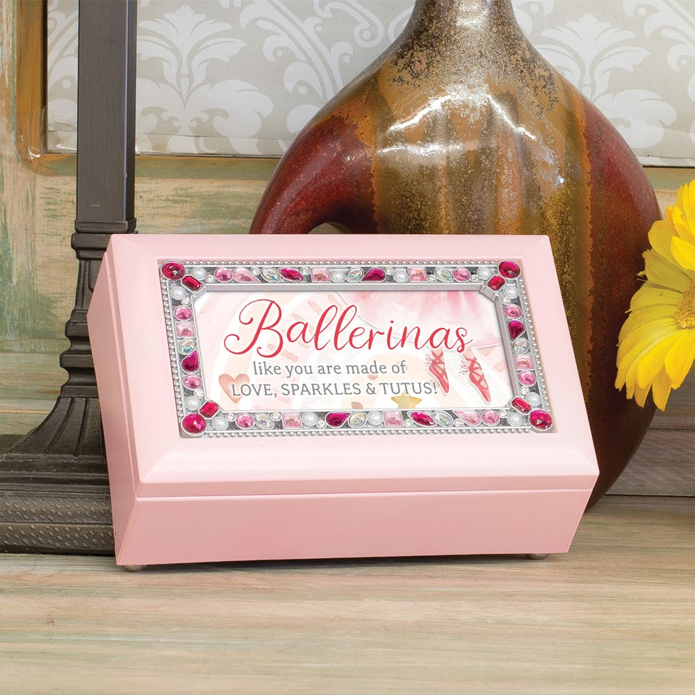 Ballerinas Pink Petite Velvet Lining Music Box (Plays You Light Up My Life)