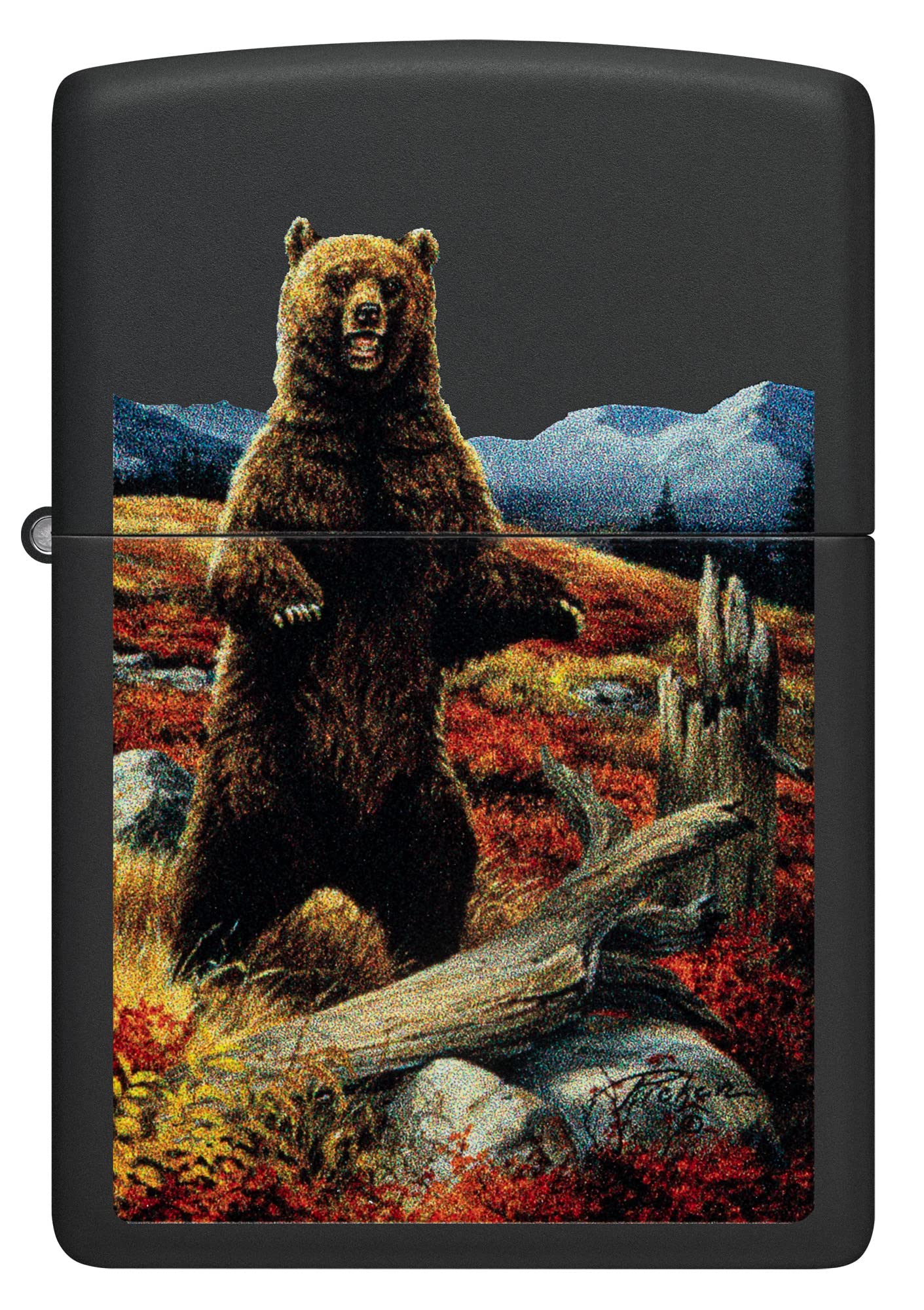 Zippo Linda Pickens Bear Design Black Matte Pocket Lighter