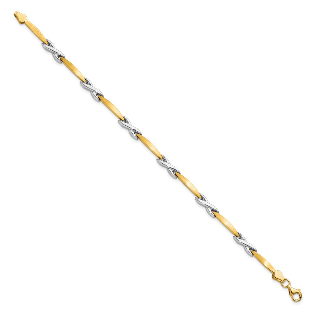 10k Two-tone Polished and Brushed Bracelet 7.5  inches