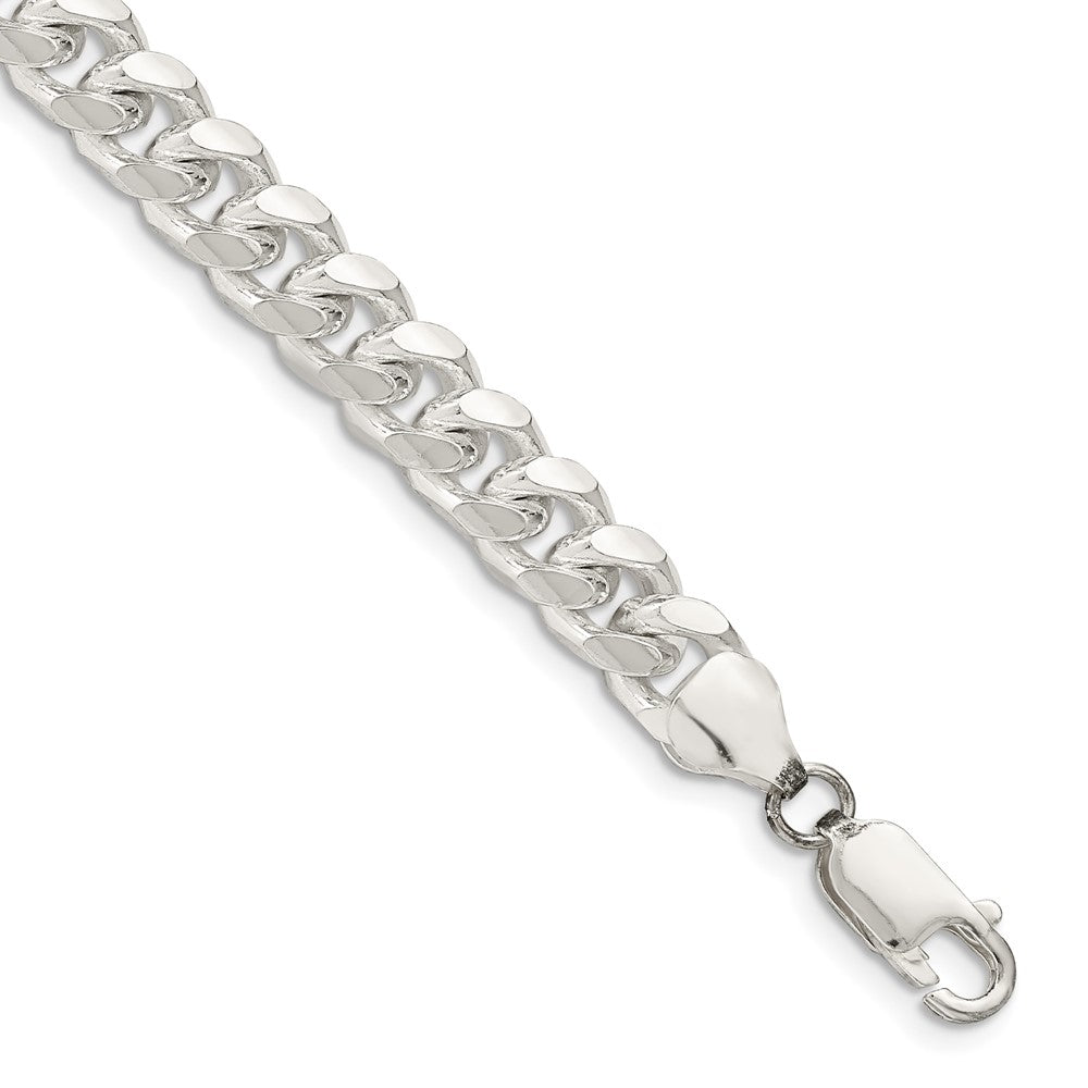 Sterling Silver 7.35mm Domed w/ Side D/C Curb Chain 9 inches