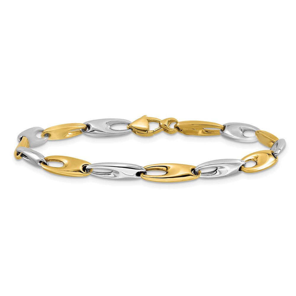 14K Two-Tone Polished Fancy Link Bracelet 7.5  inches