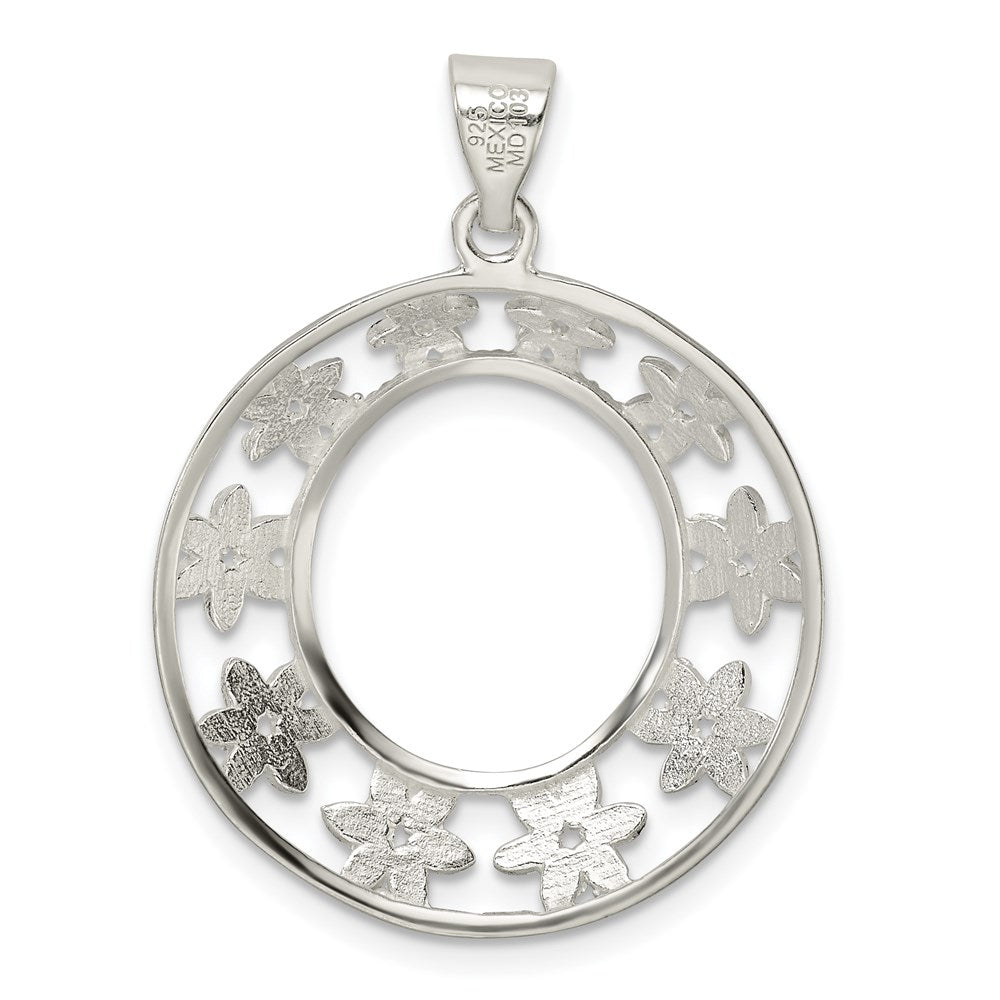 Sterling Silver Diamond-cut Flower Pendant
