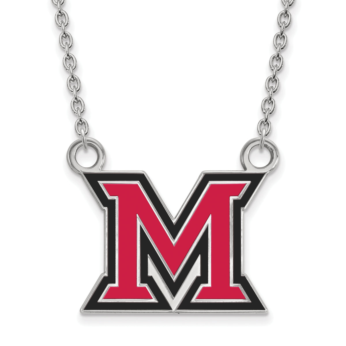 LogoArt Sterling Silver Miami University Large Enamel Pendant Necklace