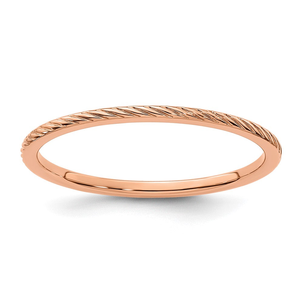 10K Rose Gold 1.2mm Twisted Wire Pattern Stackable Band Size 6.5