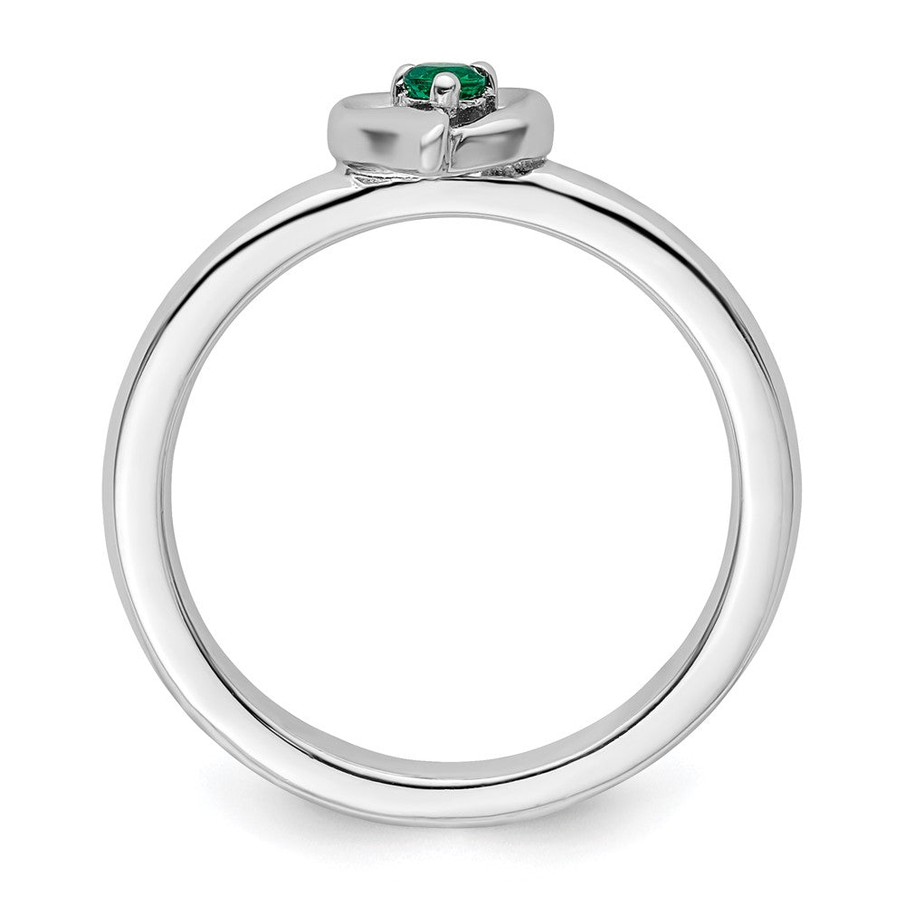 Sterling Silver Stackable Expressions Created Emerald Heart Ring Size -7