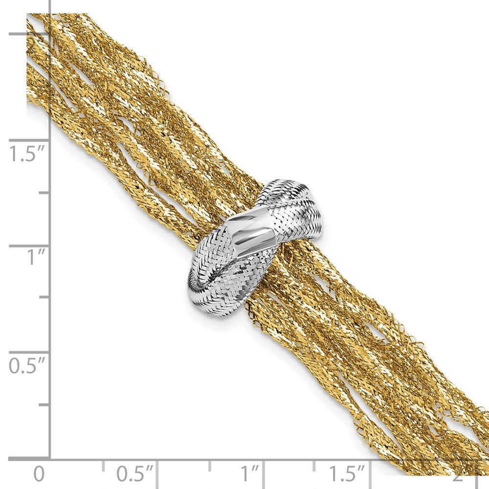 14K with Rhodium Polished Knot Mesh Multi-strand Bracelet 7.5  inches