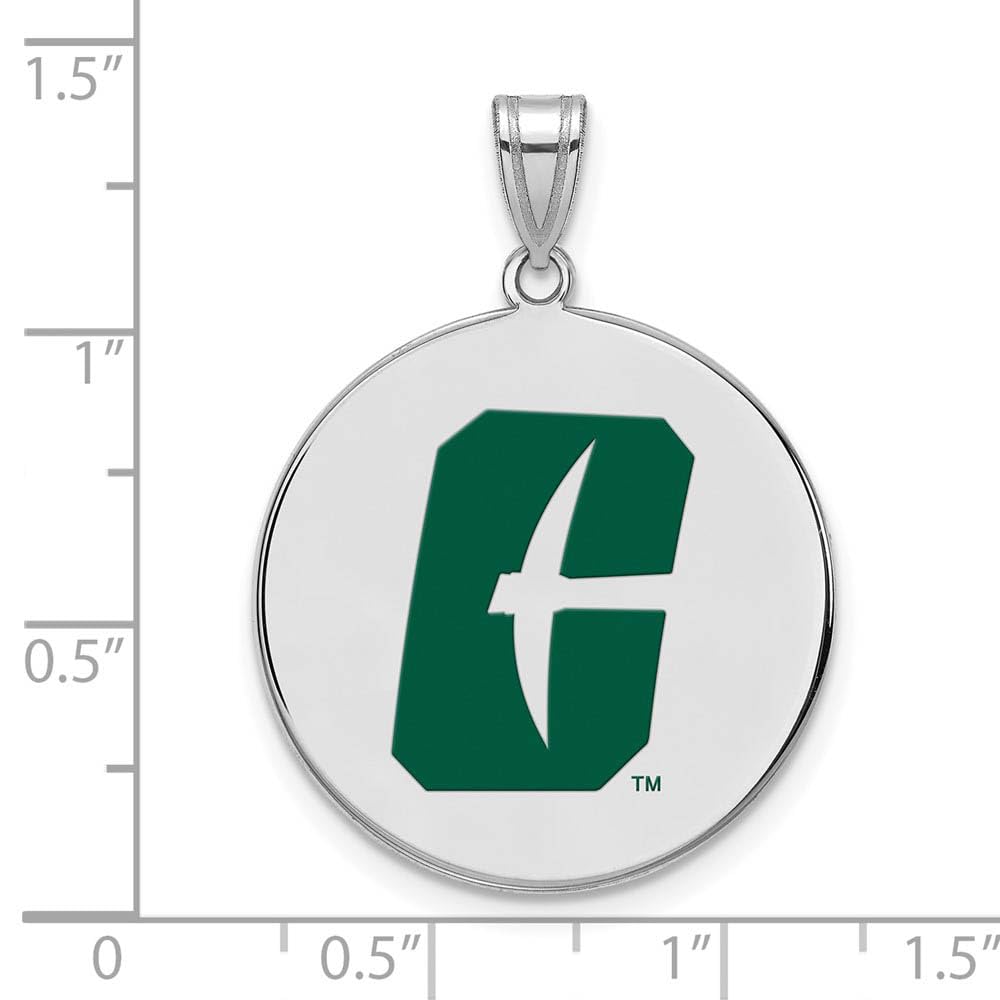 LogoArt Sterling Silver University Of North Carolina At Charlotte Xlarge Enamel Disc Pendant Necklace