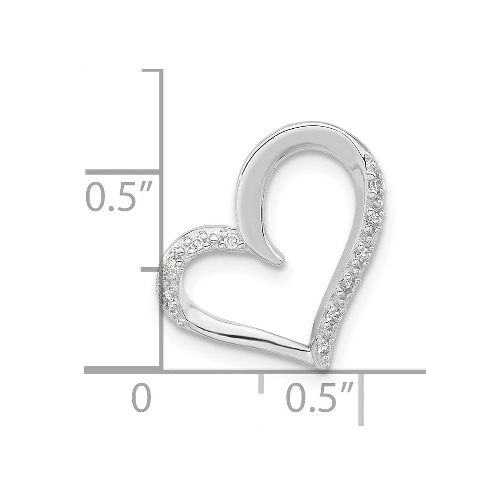 Sterling Silver Polished Diamond Heart Chain Slide Pendant