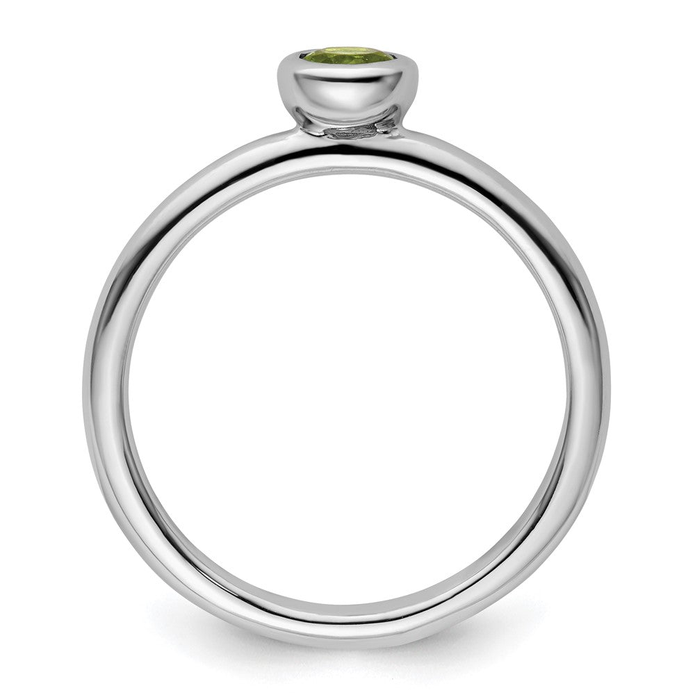 Sterling Silver Stackable Expressions Low 4mm Round Peridot Ring Size -7