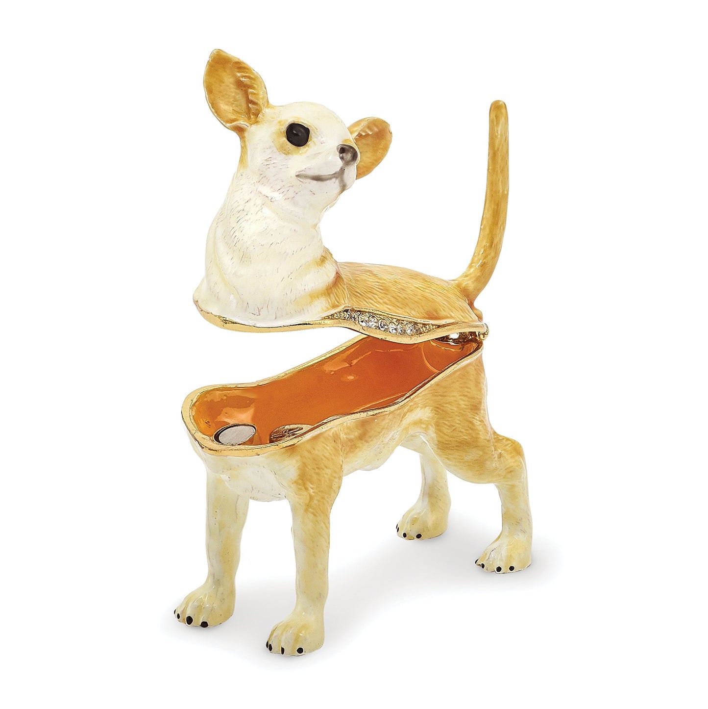 Pewter Enamel Chihuahua Trinket Box