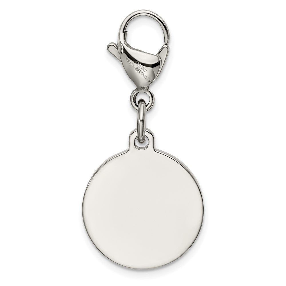 Stainless Steel Polished with Red Enamel Medical ID Charm