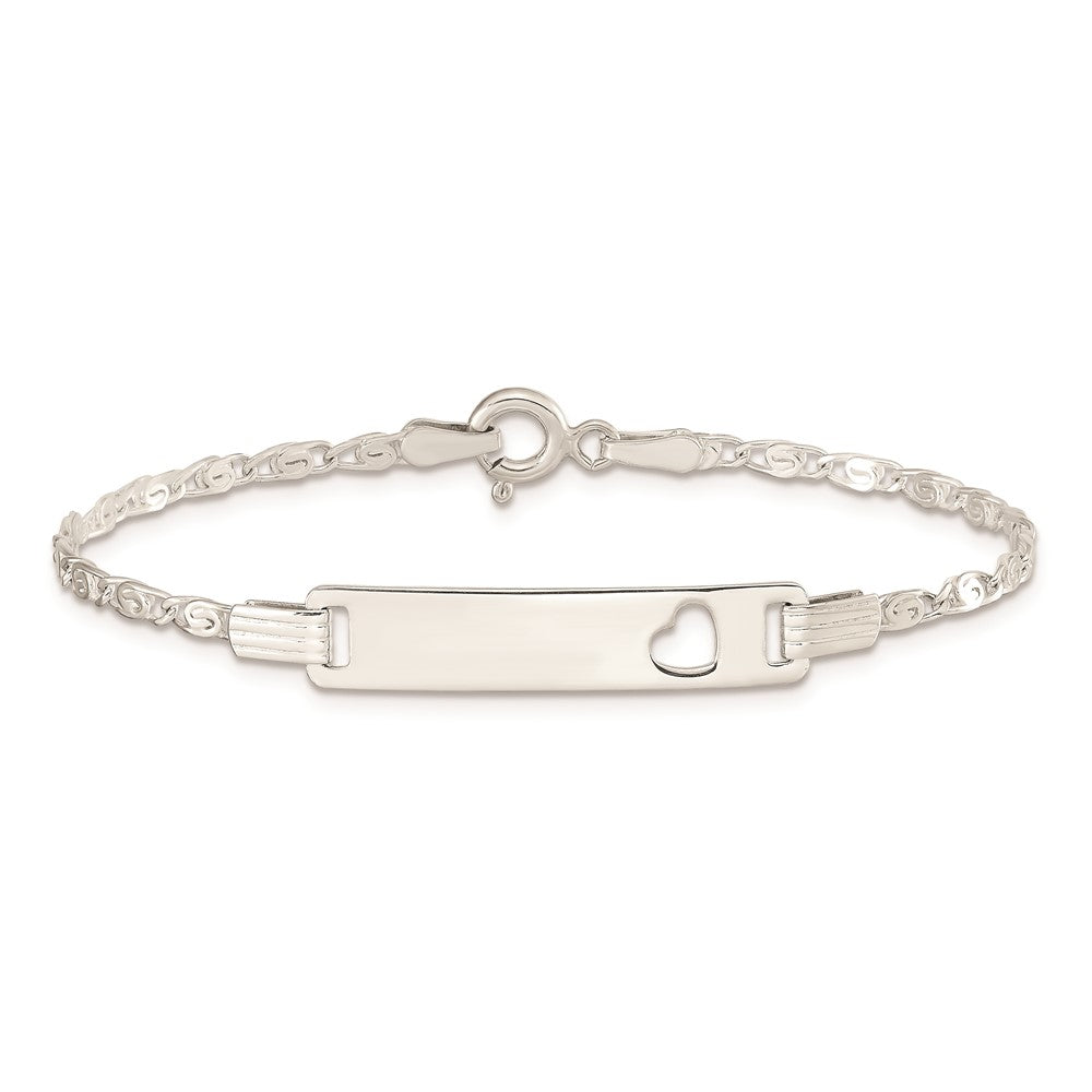 Sterling Silver Baby ID with Cut-out Heart Bracelet 6 inches