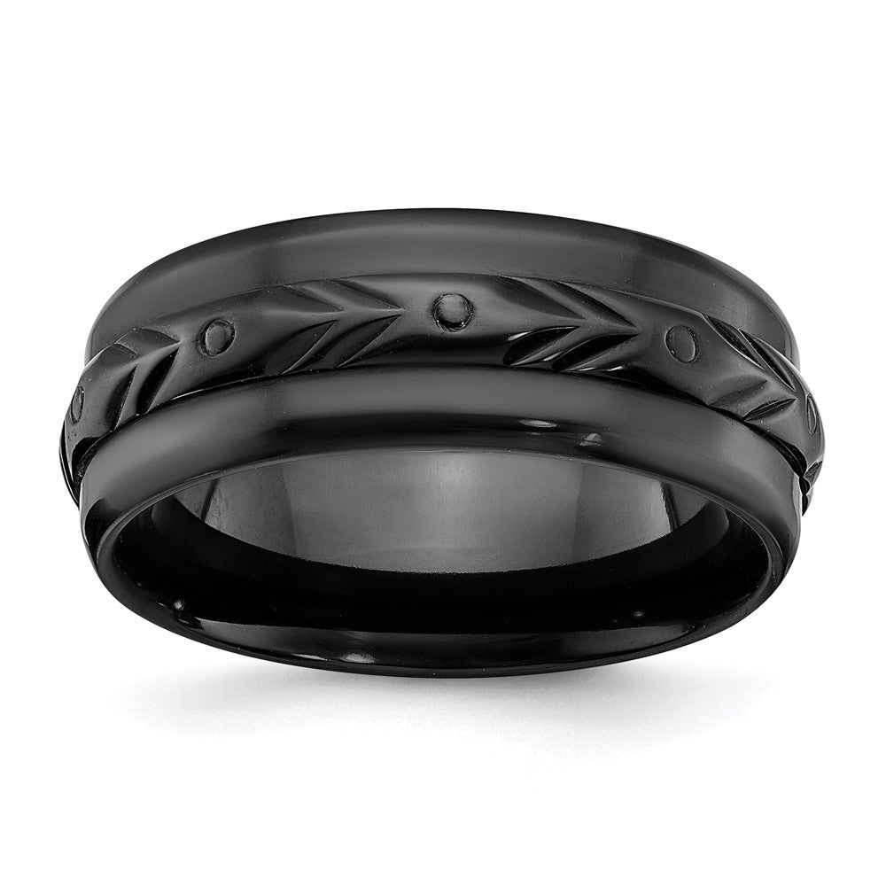 Black Zirconium Polished 8mm Band Size - 10.5