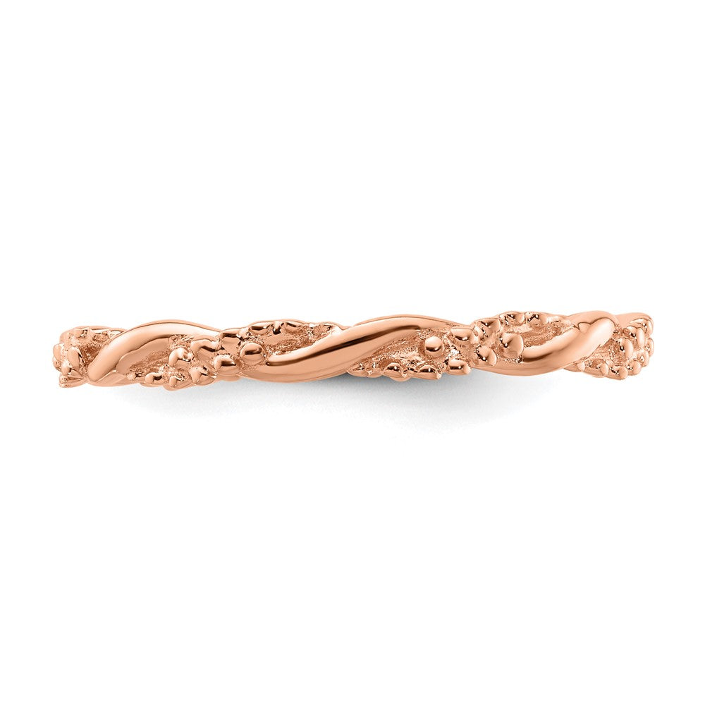 Sterling Silver Stackable Expressions Pink-plated Twist Ring Size -6