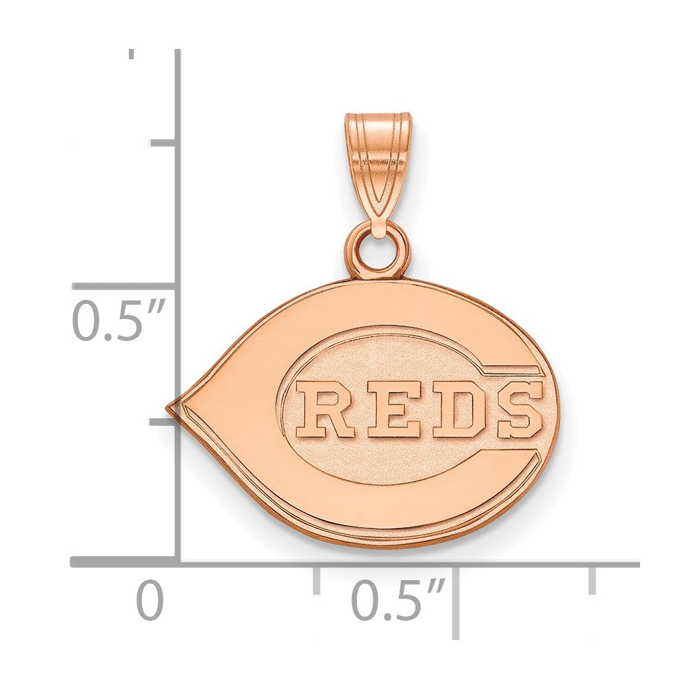 Sterling Silver Rose Gold-plated MLB LogoArt Cincinnati Reds Small Pendant