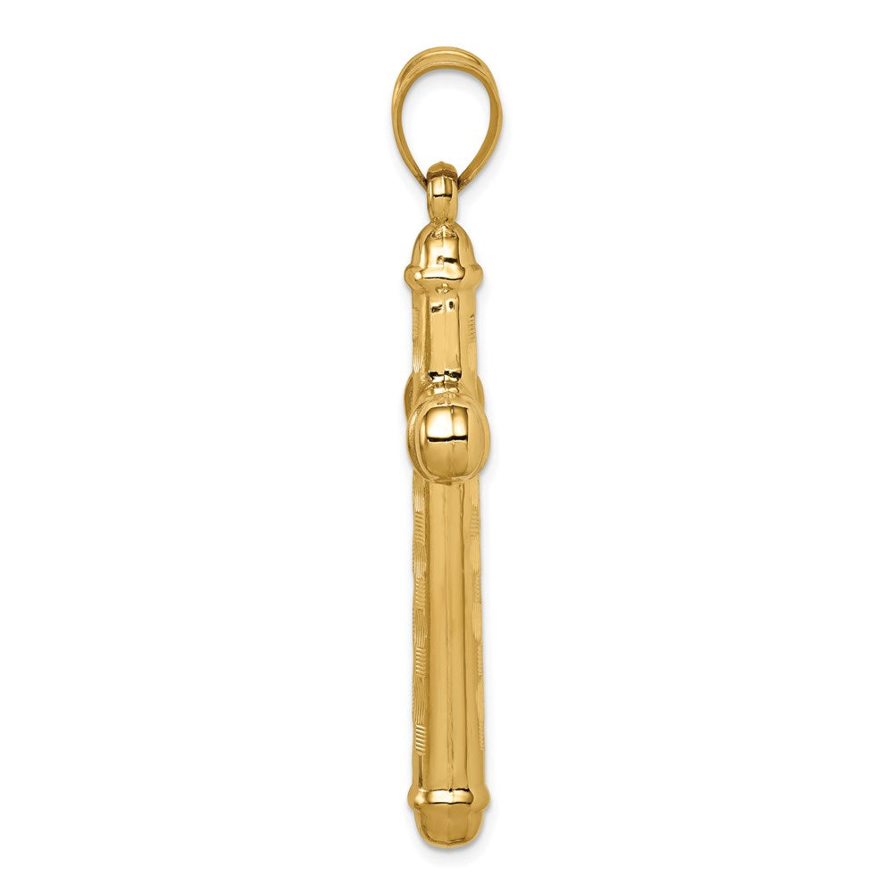 14k Hollow Diamond-cut Cross Pendant