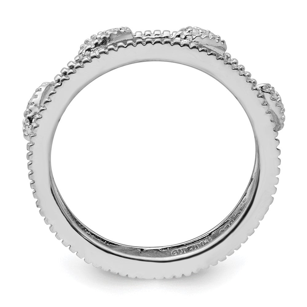 Sterling Silver Stackable Expressions Rhodium-plated Diamond Jacket Ring Size -5