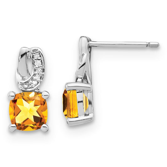 SS Citrine & Diamond Earrings