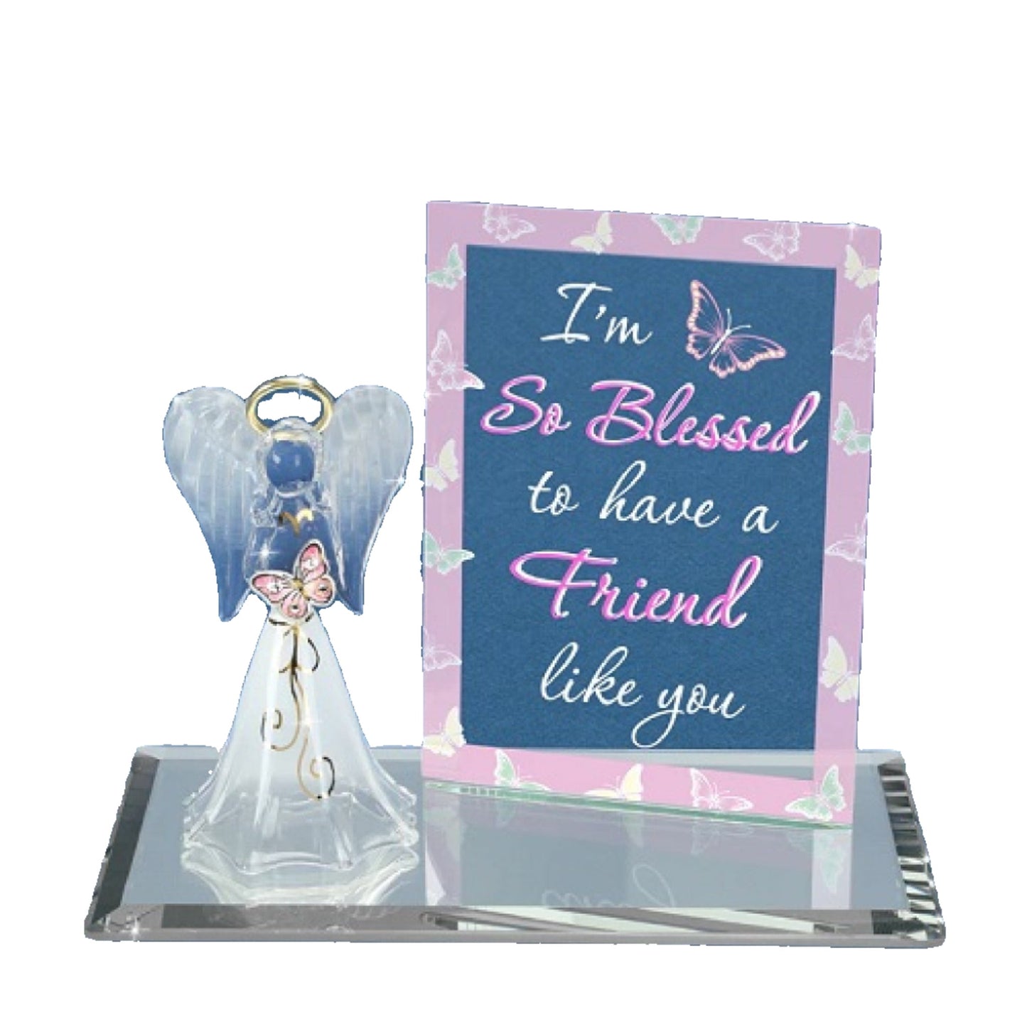 Glass Baron I'M SO BLESSED TO HAVE A FRIEND LIKE YOU Angel Glass Figurine Q-GM21655