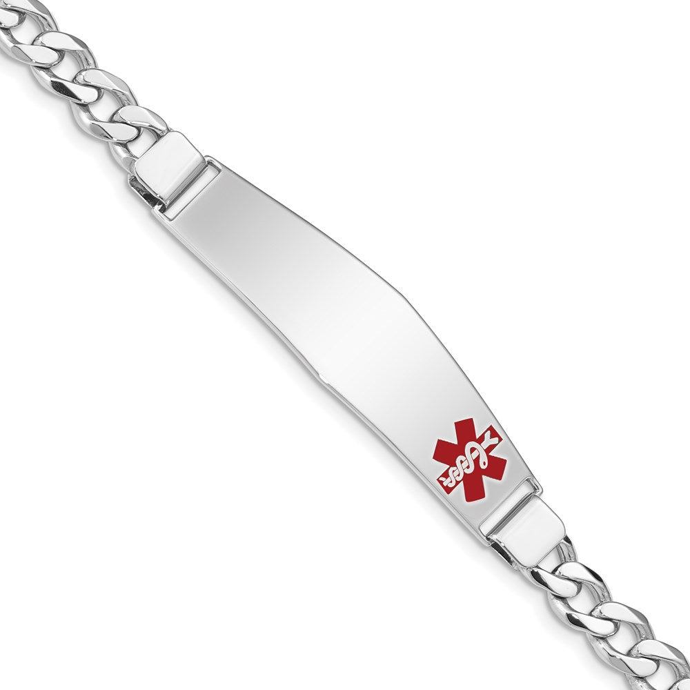 Sterling Silver Rhodium-plated Medical ID Curb Link Bracelet 8 inches