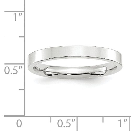 10k White Gold 3mm Standard Weight Flat Comfort Fit Wedding Band Size 9.5