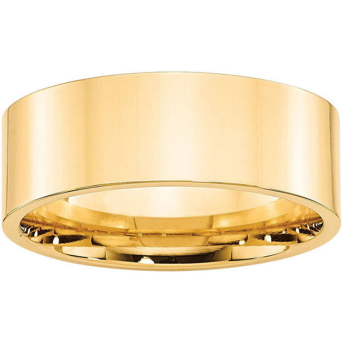 14k Yellow Gold 8mm Standard Weight Flat Comfort Fit Wedding Band Size 7