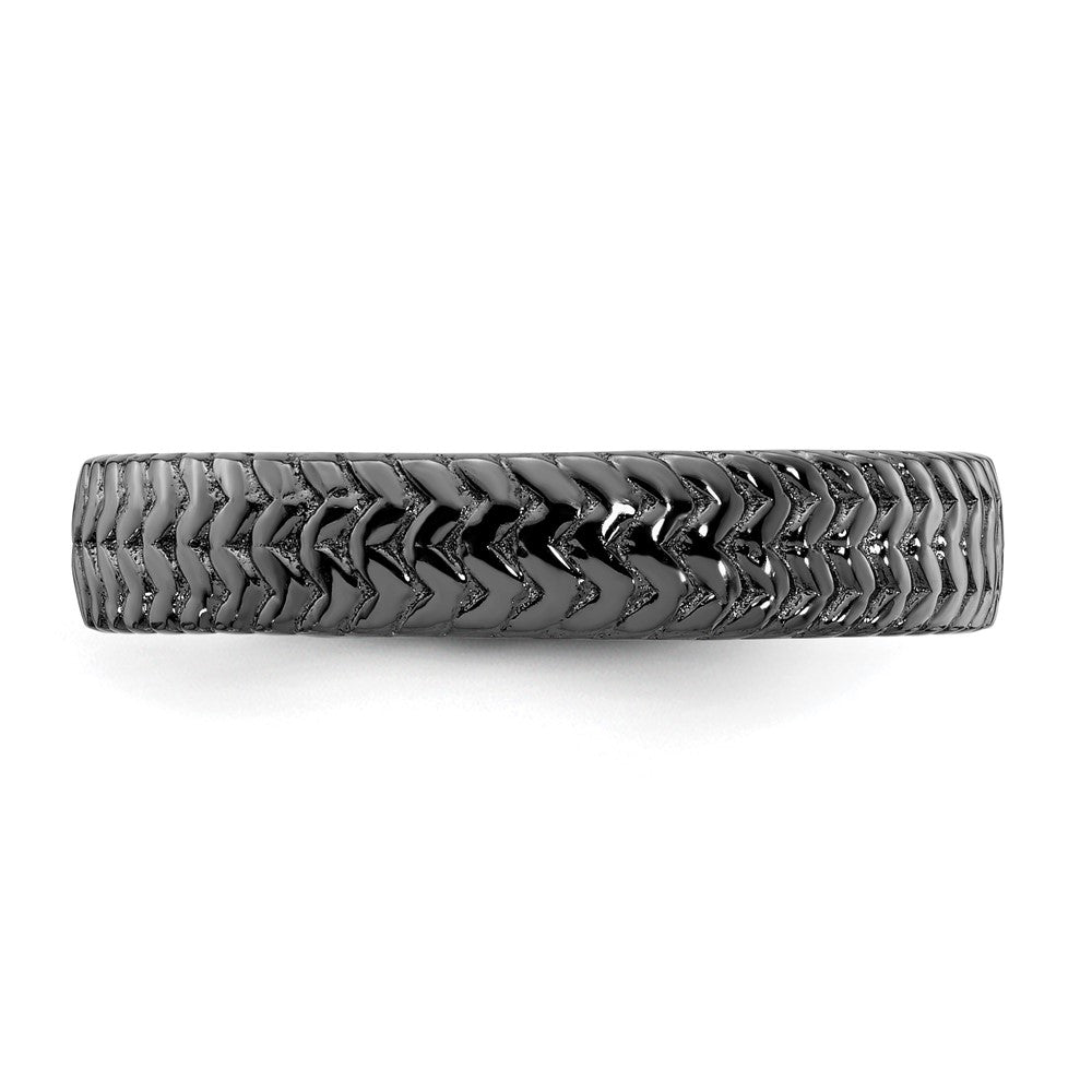 Sterling Silver Stackable Expressions Black-plated Ring Size -7