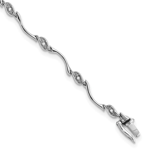 Sterling Silver Rhodium-plated Diam. Bracelet 7 inches