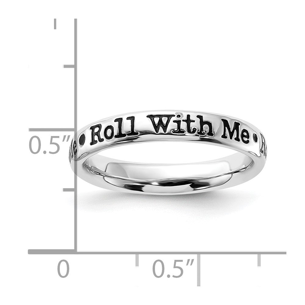 Sterling Silver Stackable Expressions Enameled Lyric Roll with Me Ring