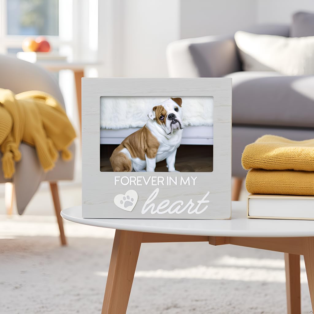 Grey Wooden FOREVER IN MY HEART Pet Memorial Remembrance 4x6 Photo Frame Q-GM20983