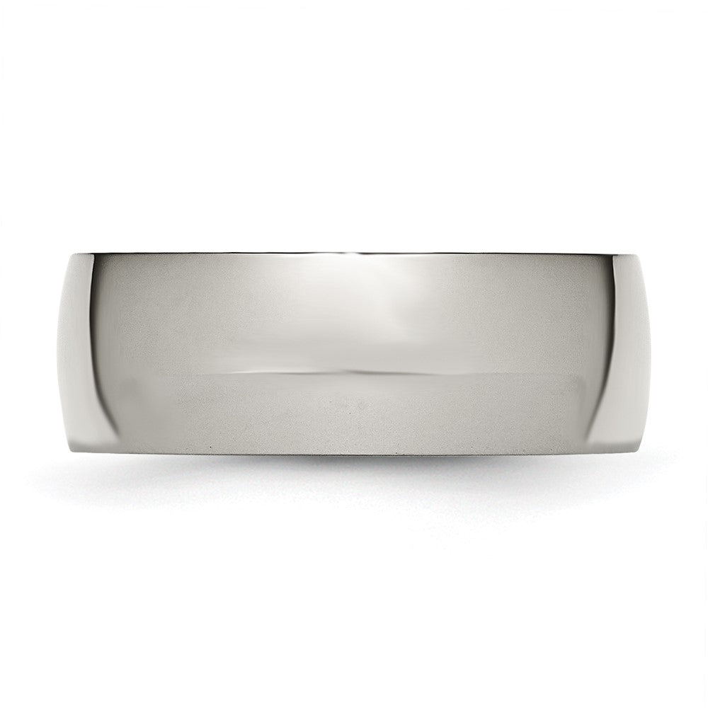 Titanium Polished 8mm Half Round Band Size - 13