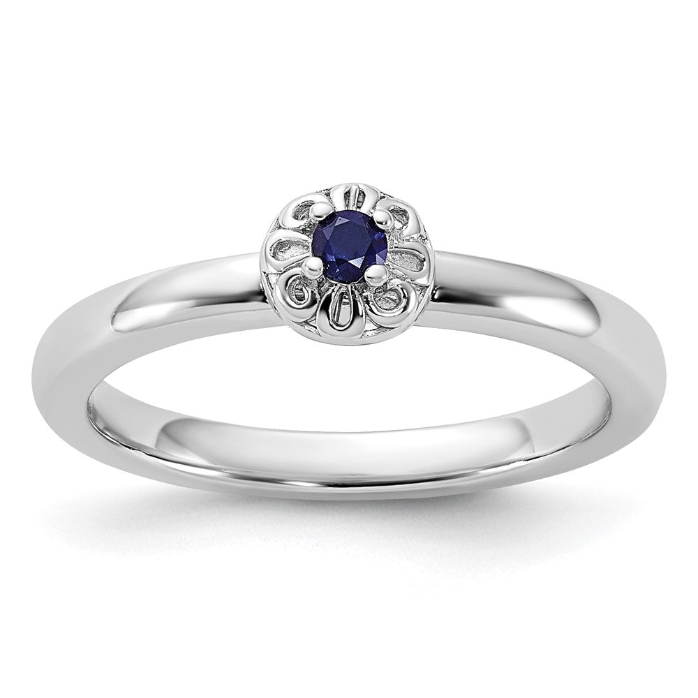 Sterling Silver Stackable Expressions Created Sapphire Ring