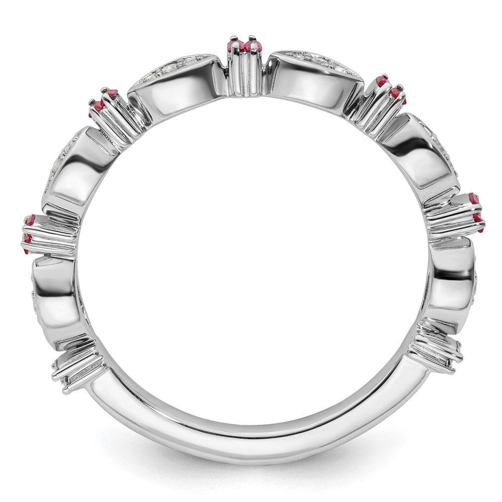 Sterling Silver Stackable Expressions Created Ruby Diamond Ring Size -8
