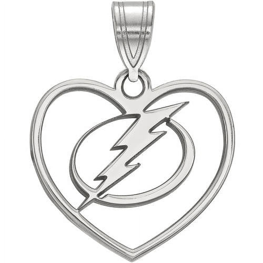 LogoArt Sterling Silver Rhodium-plated NHL Tampa Bay Lightning Pendant In Heart